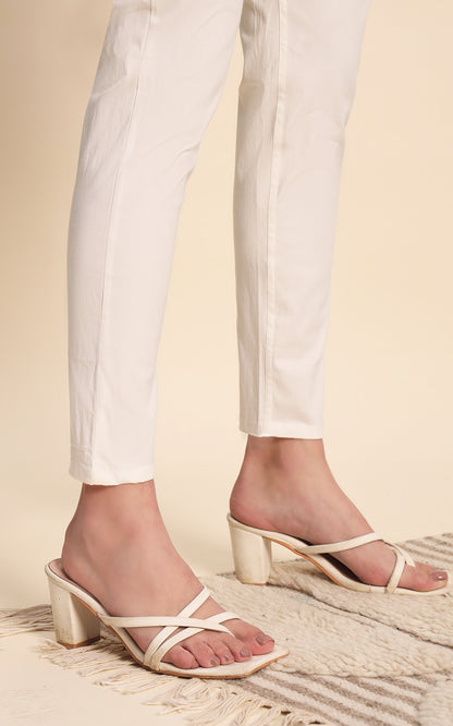 Offwhite Cotton Lycra Pants