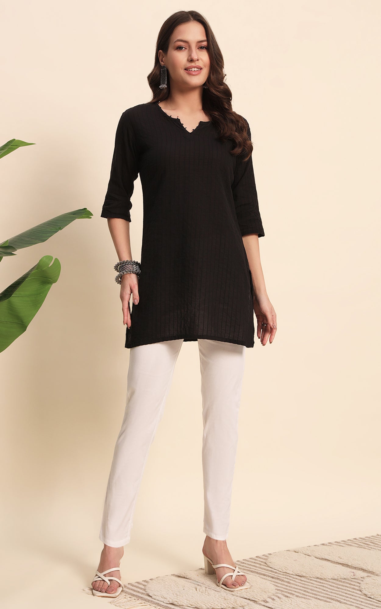 White Cotton Lycra Pants