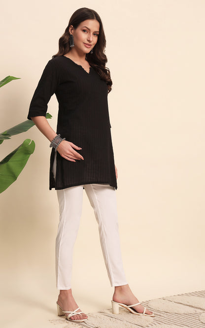 White Cotton Lycra Pants