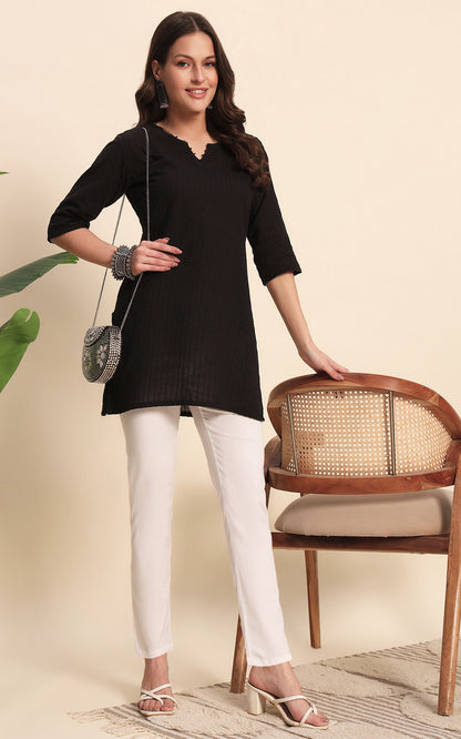 White Cotton Lycra Pants