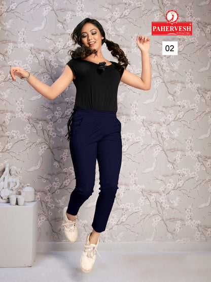 Blue Cotton Lycra Pants