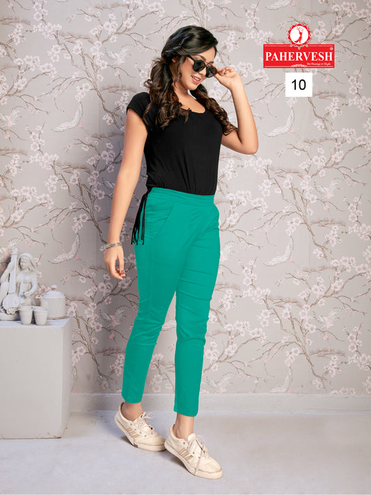 Seagreen Cotton Lycra Pants