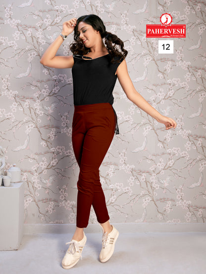 Coffee Cotton Lycra Pants