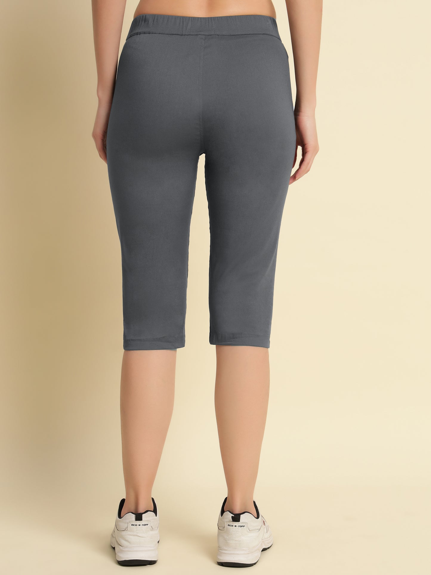 Gray Cotton lycra Capri