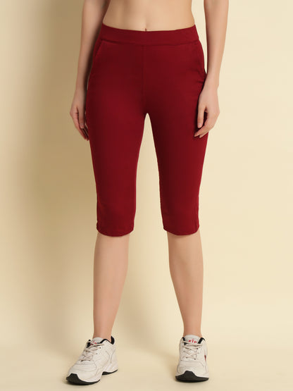 Coffee Cotton Lycra Capri