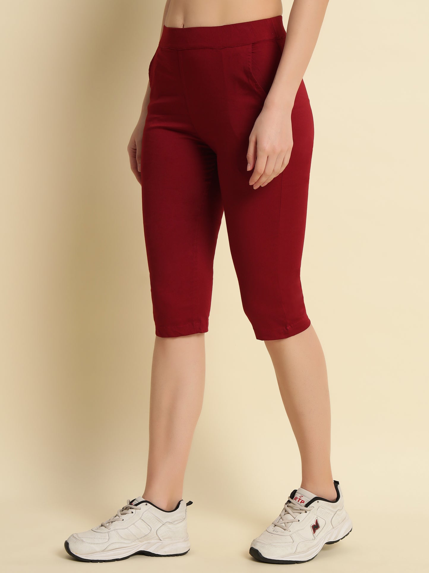 Coffee Cotton Lycra Capri