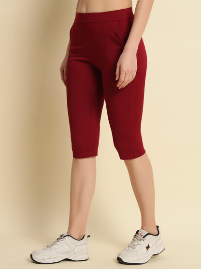 Coffee Cotton Lycra Capri