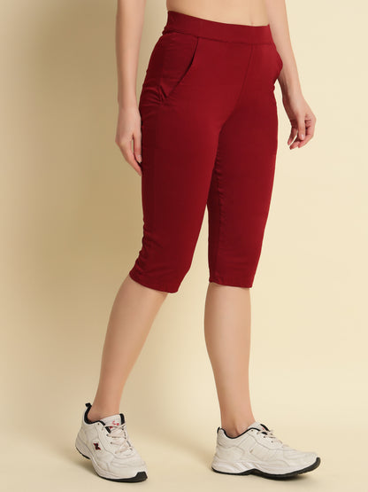 Coffee Cotton Lycra Capri