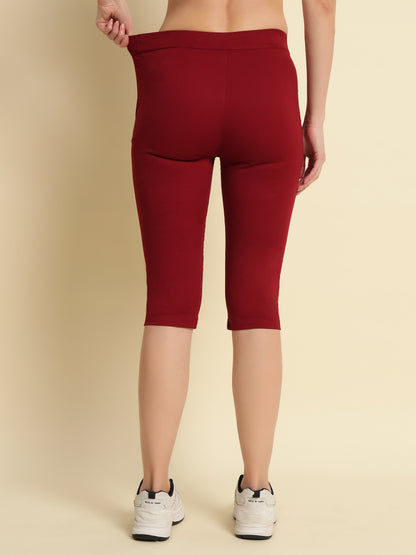 Coffee Cotton Lycra Capri