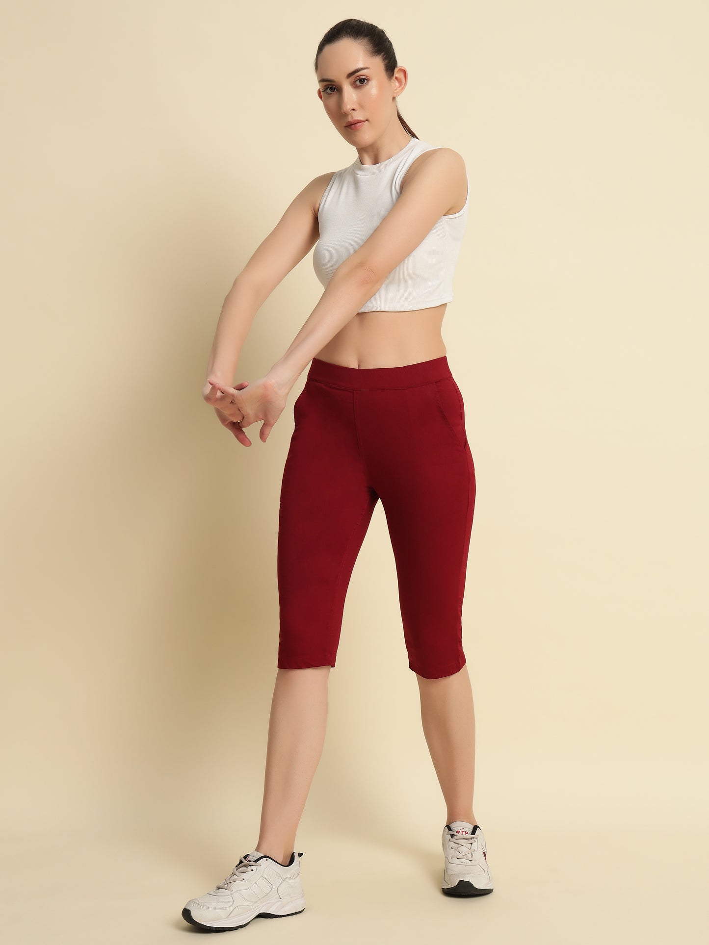 Coffee Cotton Lycra Capri