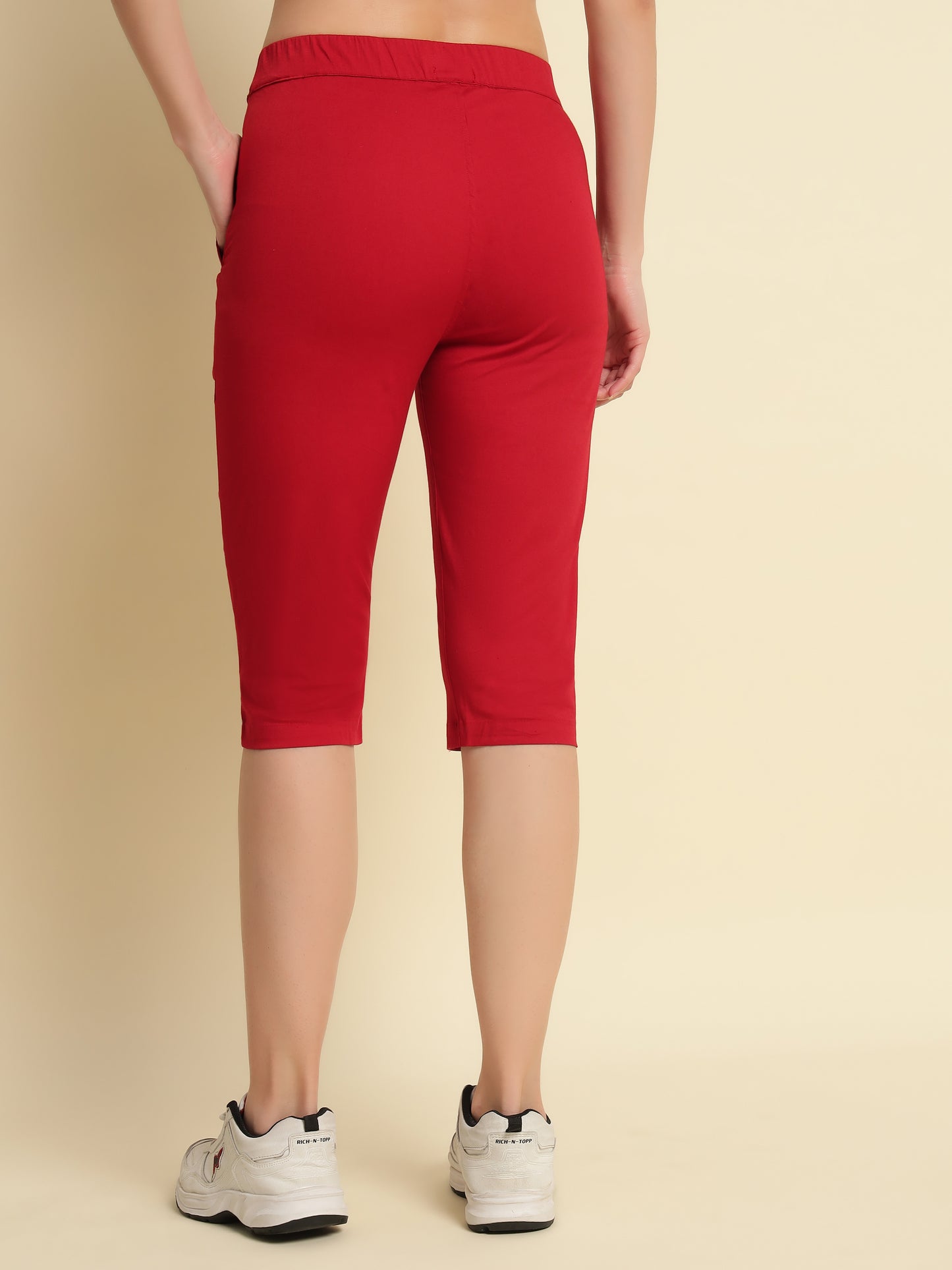 Maroon Cotton Lycra Capri