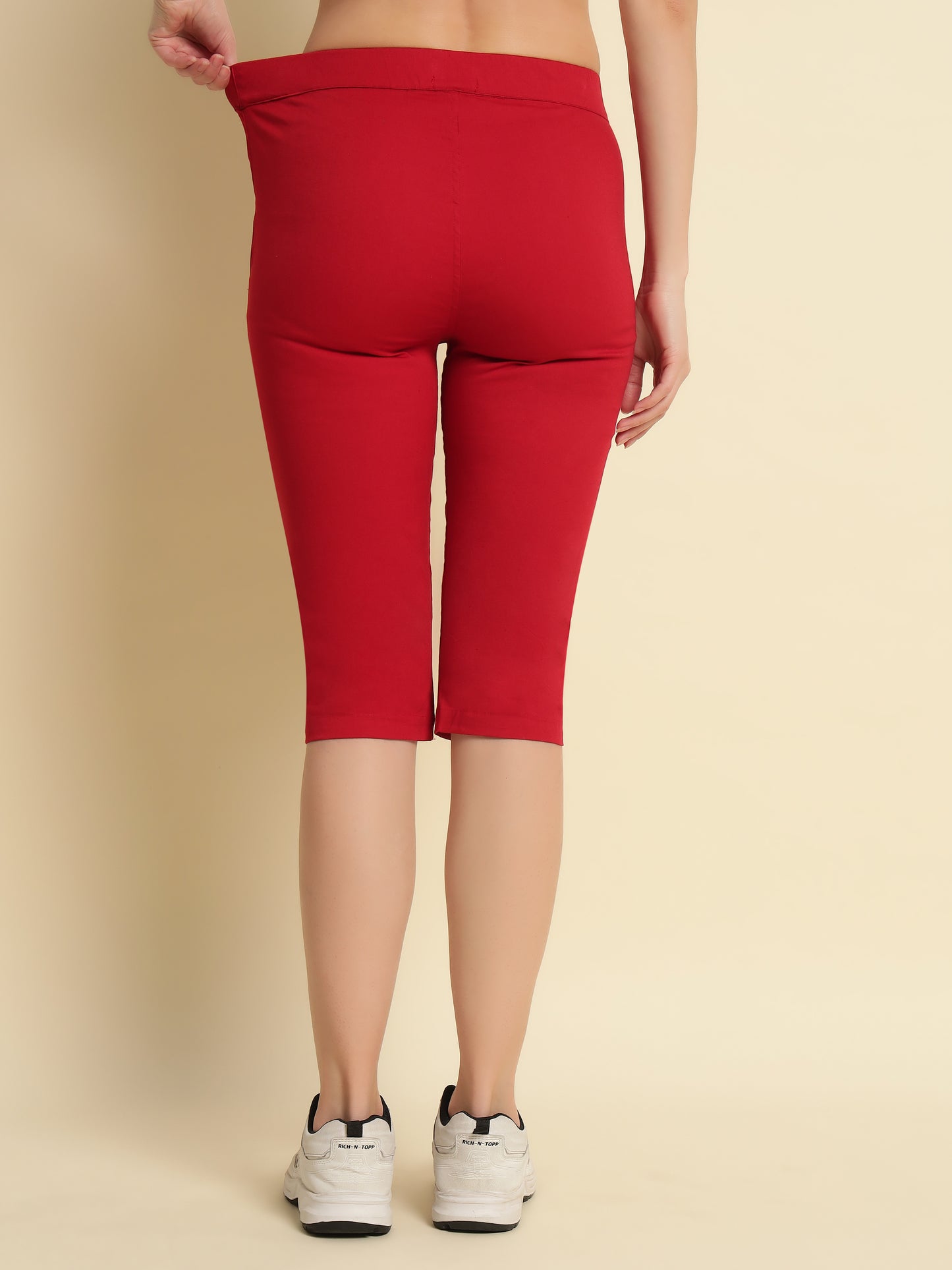 Maroon Cotton Lycra Capri