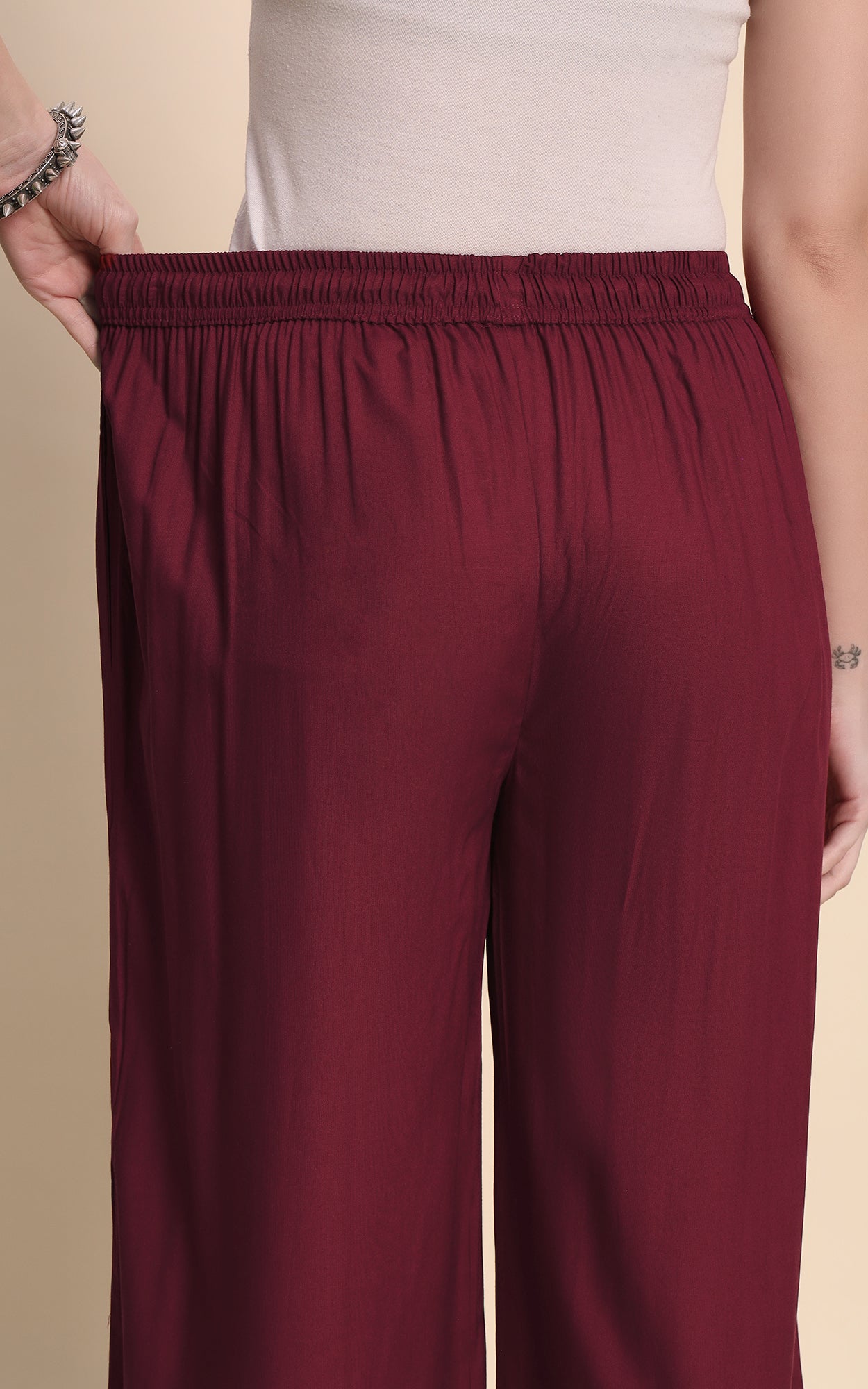 Maroon Rayon Plazzo