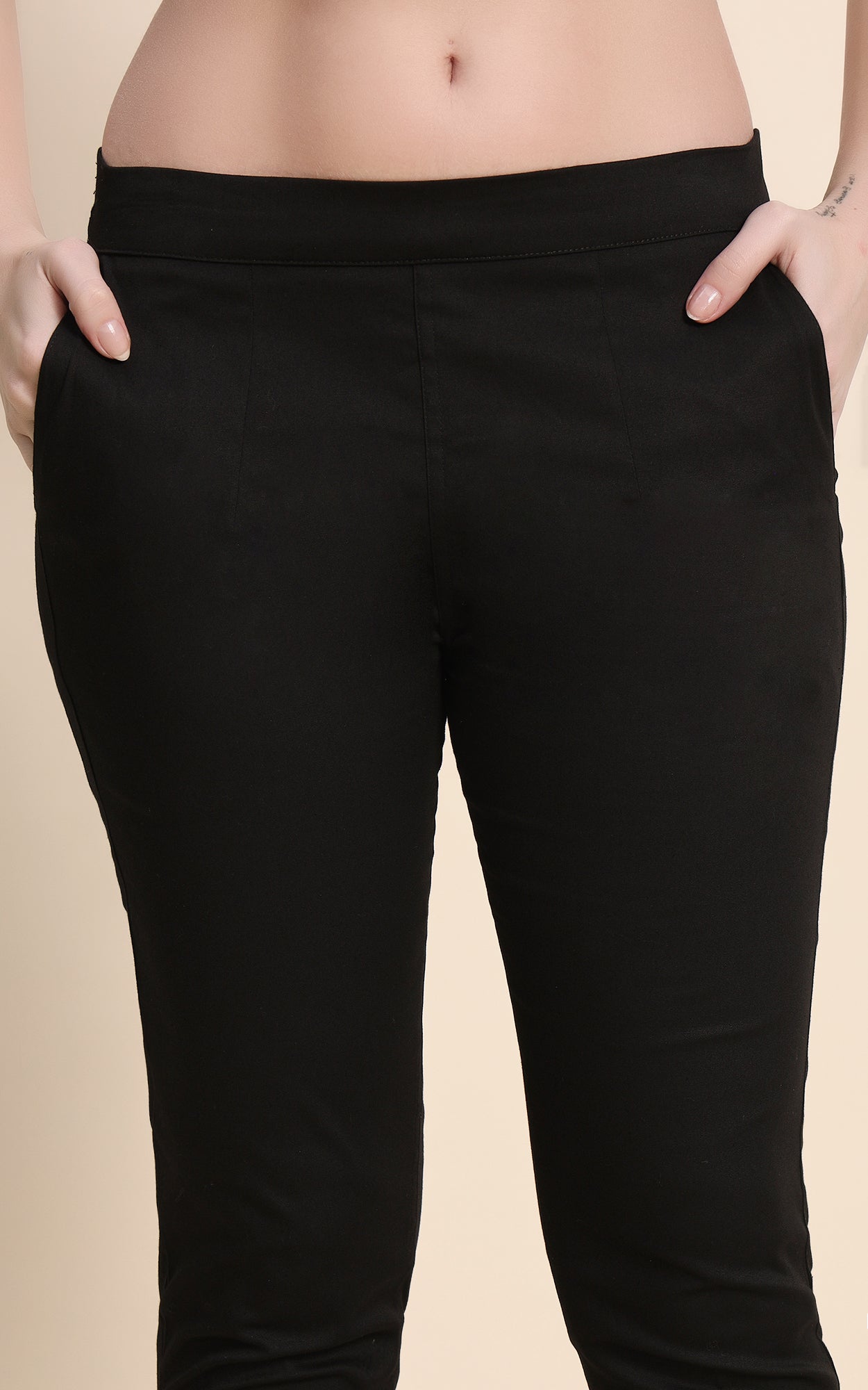Black Cotton Lycra Pants