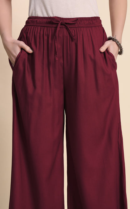 Maroon Rayon Plazzo