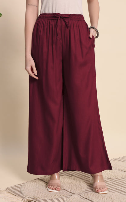 Maroon Rayon Plazzo