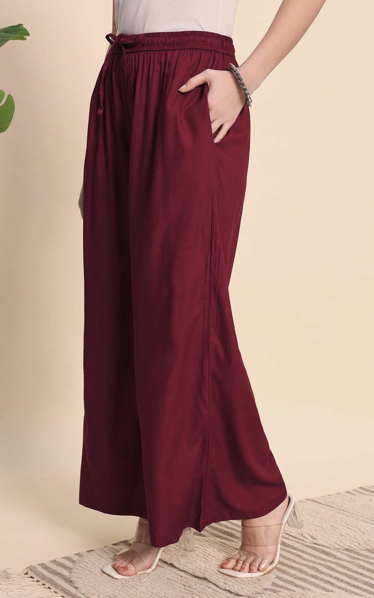 Maroon Rayon Plazzo