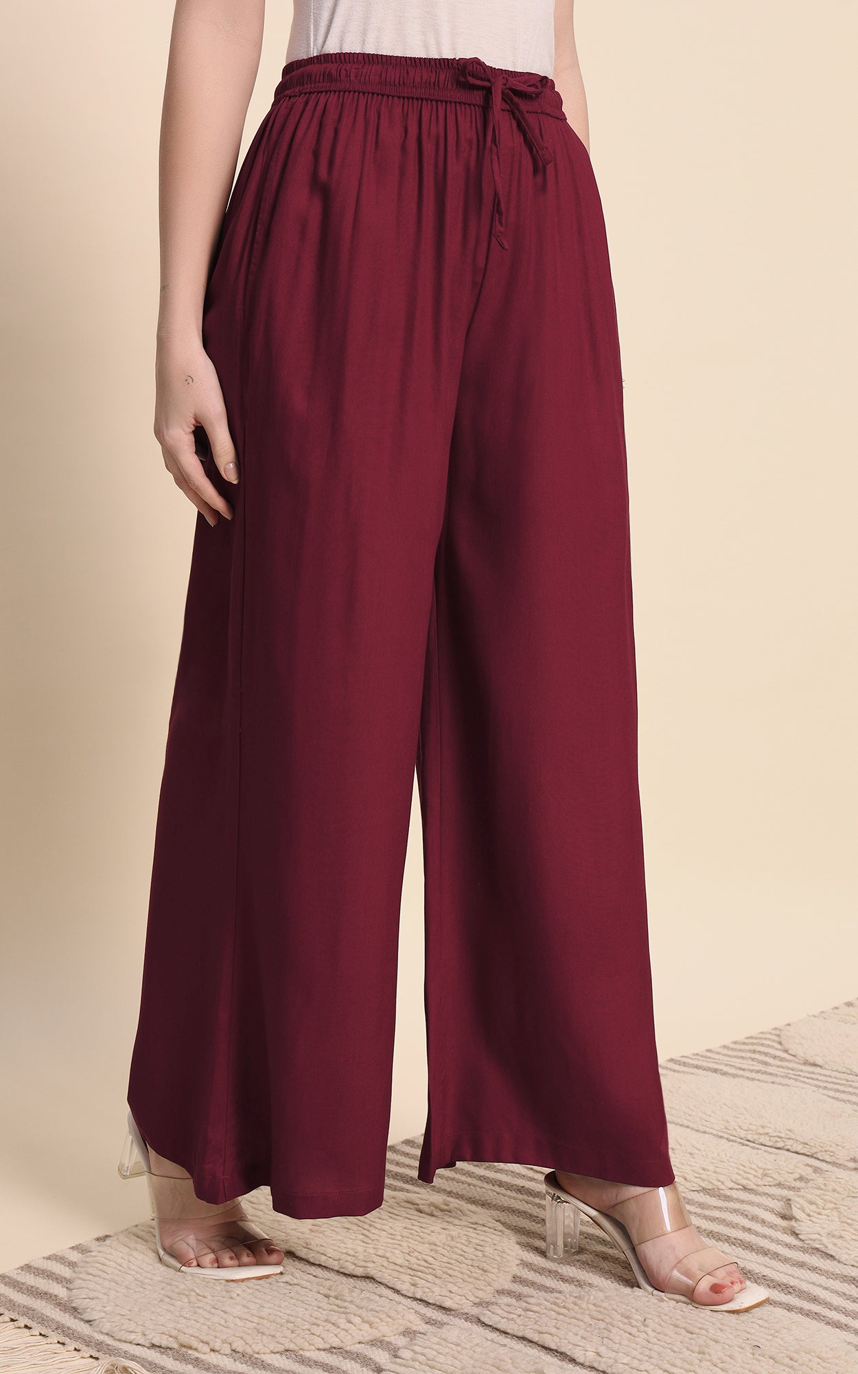 Maroon Rayon Plazzo