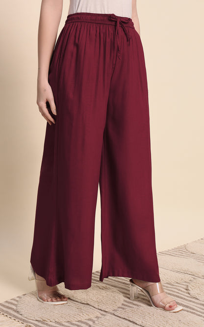 Maroon Rayon Plazzo
