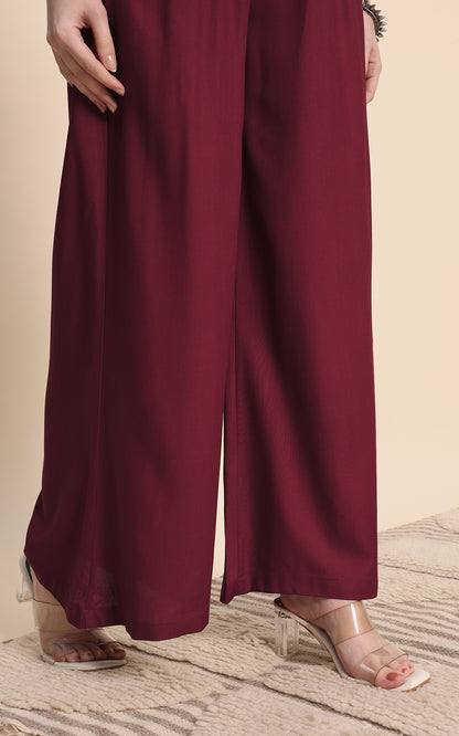 Maroon Rayon Plazzo