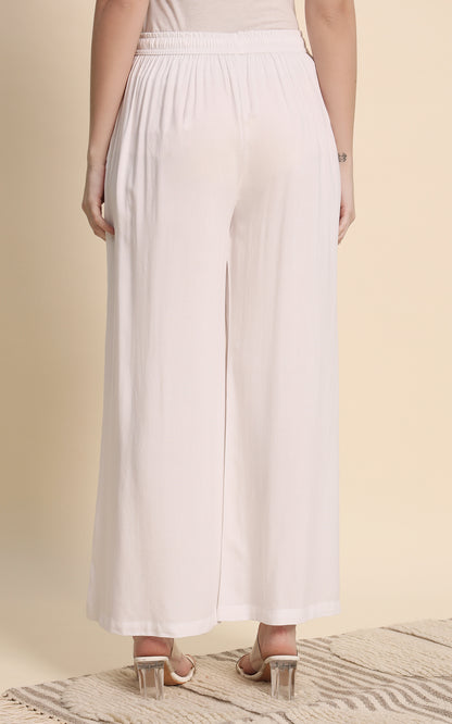 White Rayon Plazzo