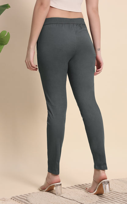 Gray Cotton Lycra Pants