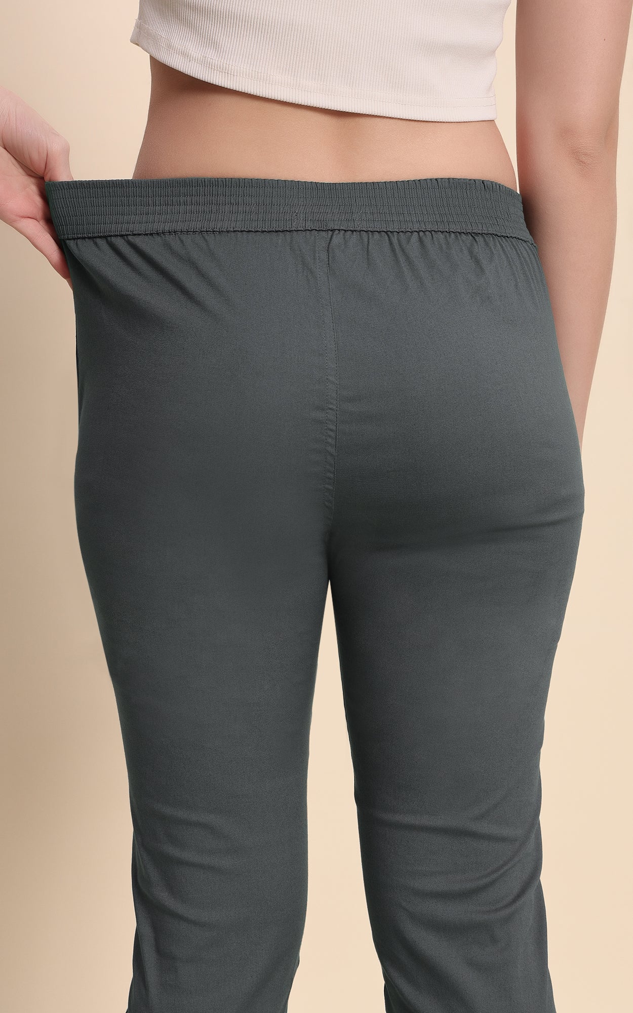 Gray Cotton Lycra Pants