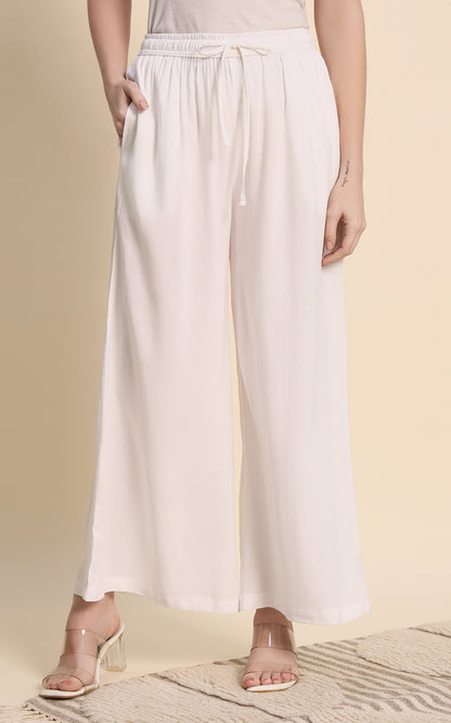 White Rayon Plazzo
