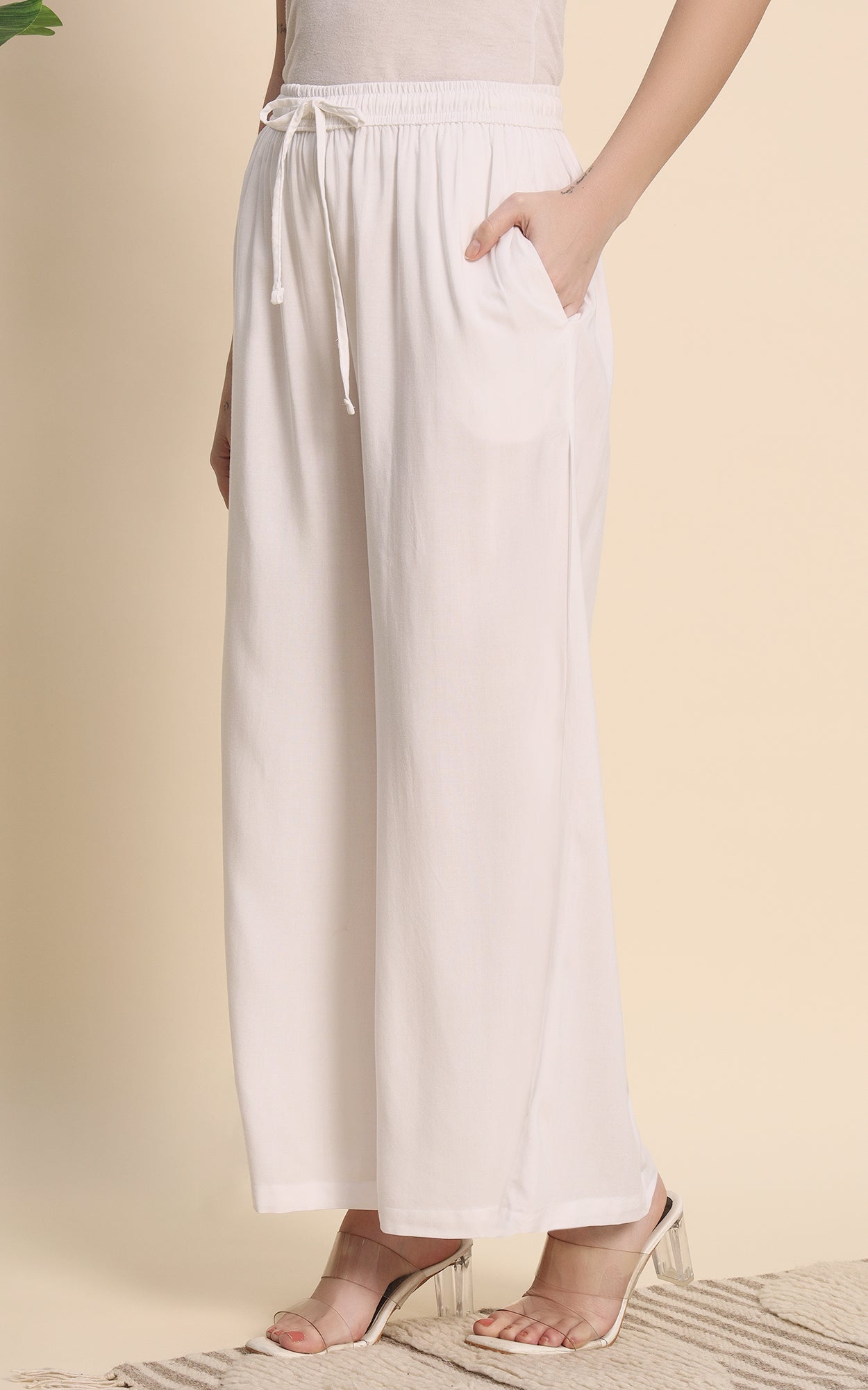 White Rayon Plazzo