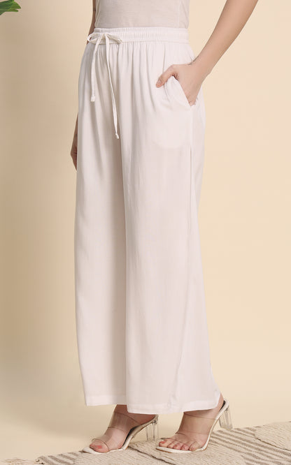 White Rayon Plazzo