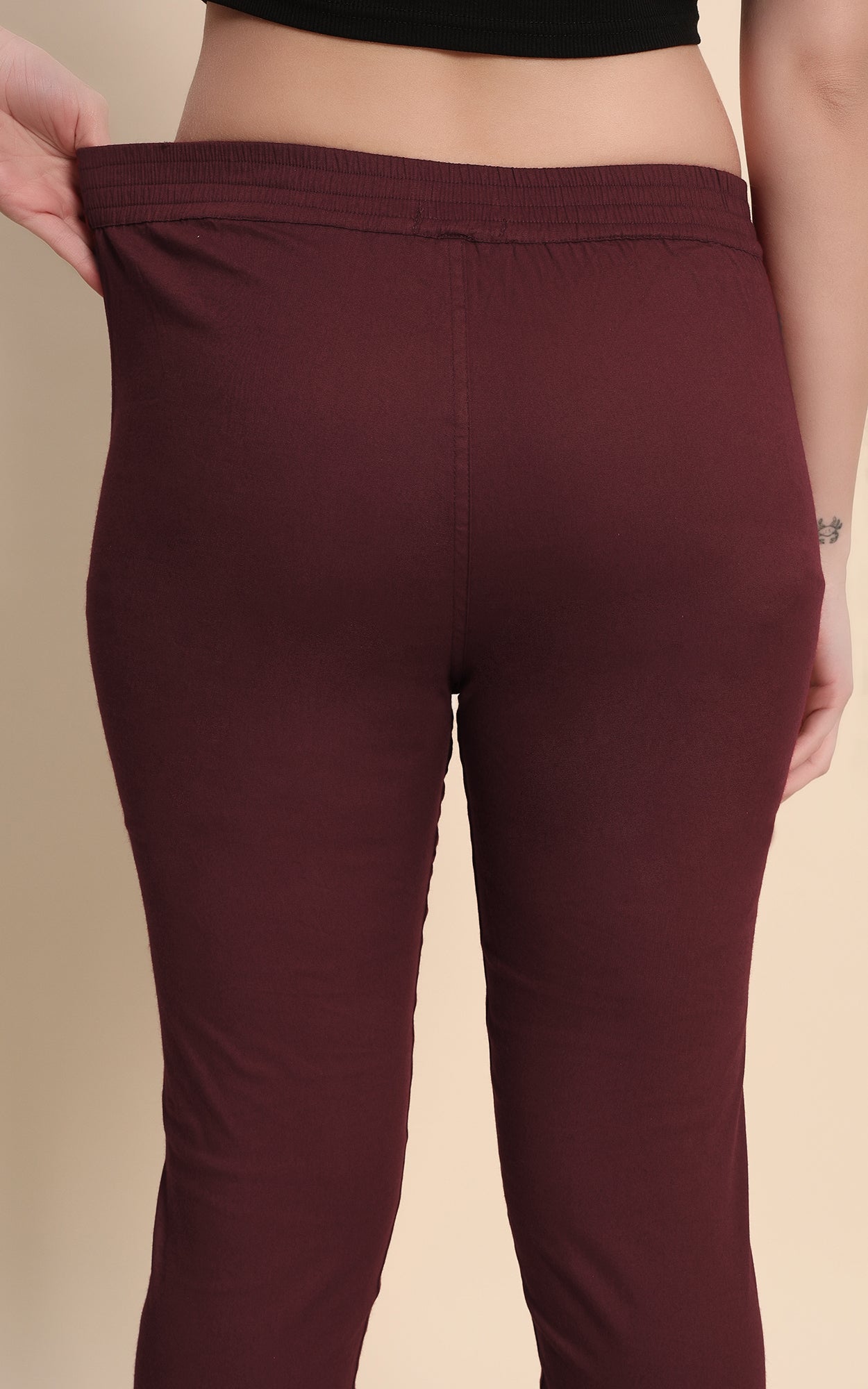 Coffee Cotton Lycra Pants
