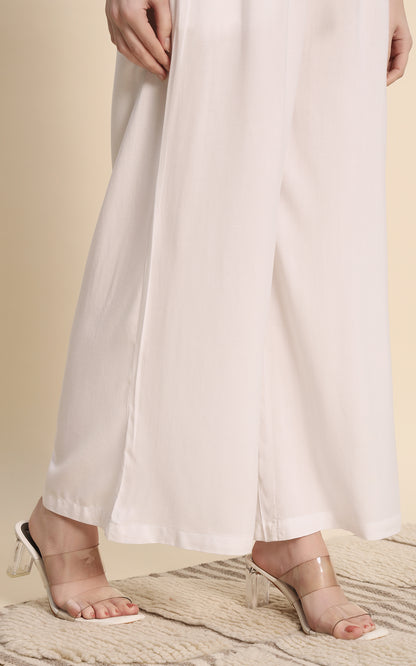 White Rayon Plazzo