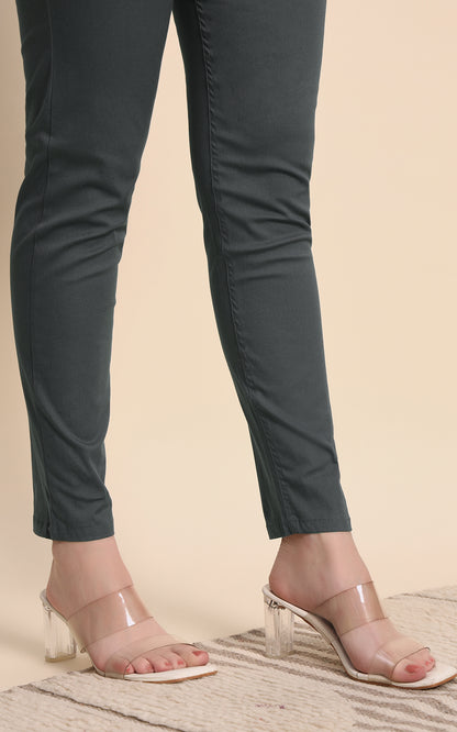 Gray Cotton Lycra Pants