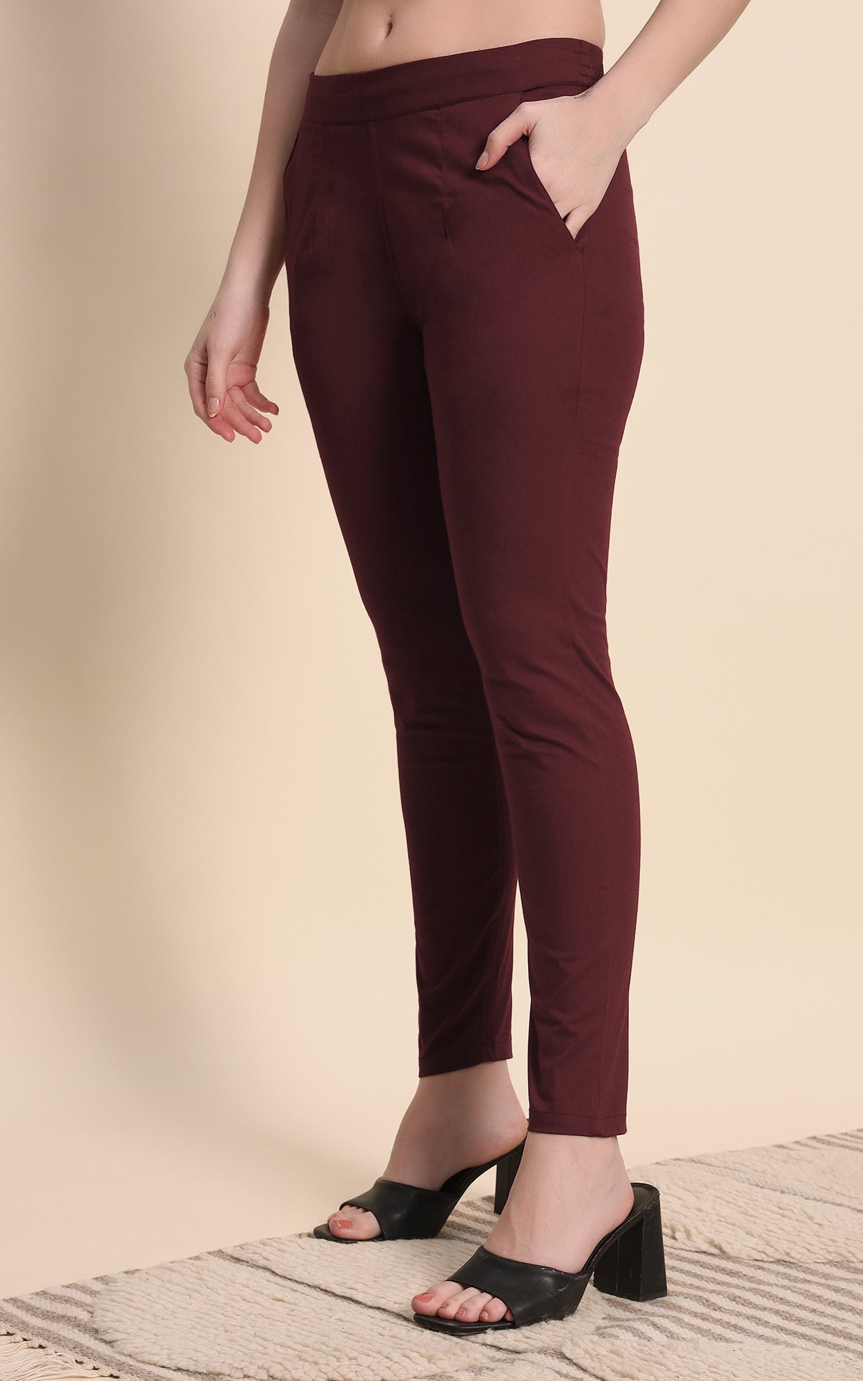 Coffee Cotton Lycra Pants