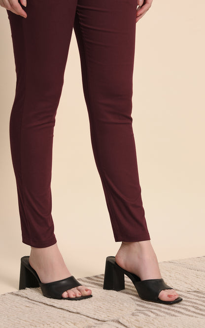 Coffee Cotton Lycra Pants