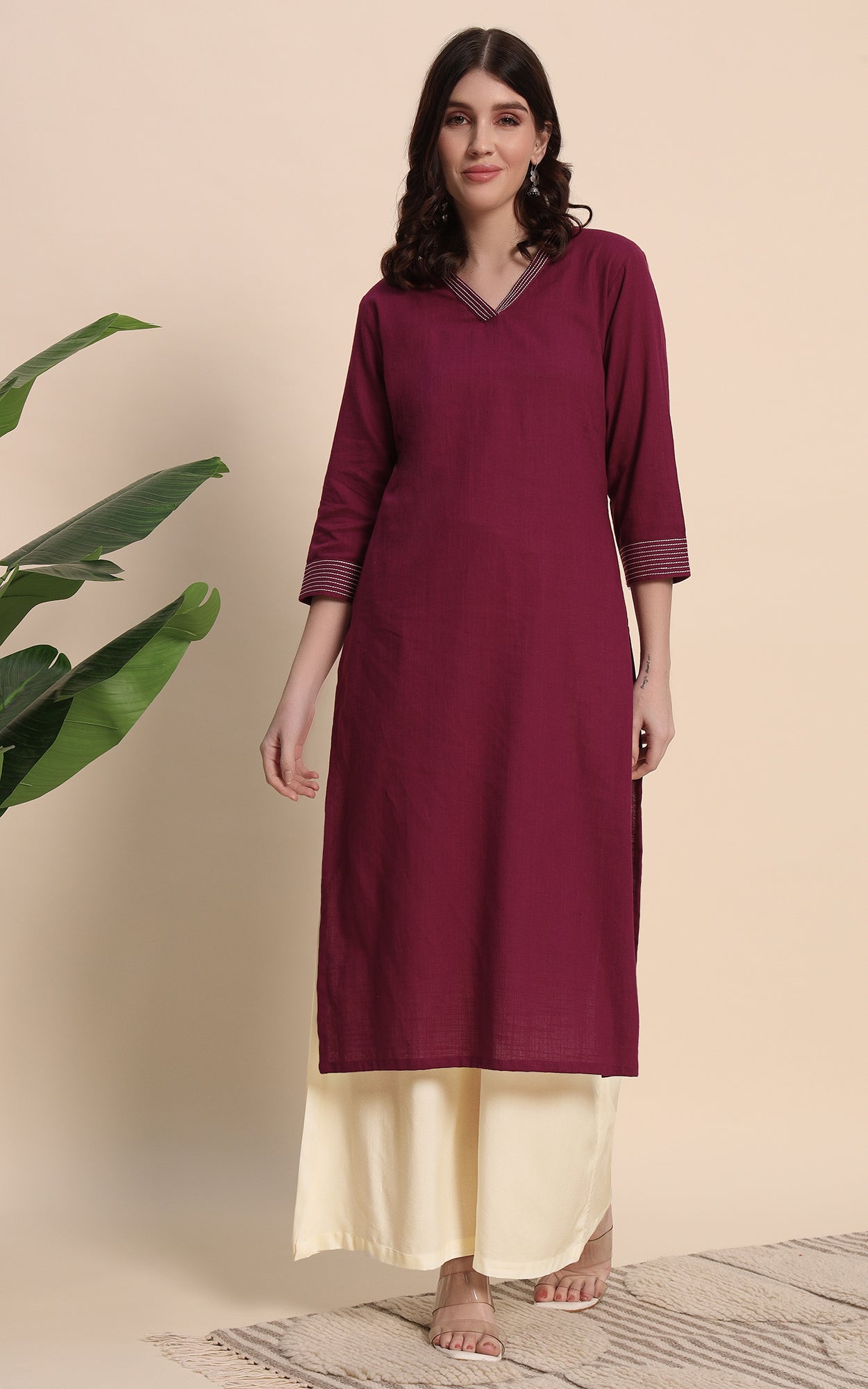 Offwhite Rayon Plazzo