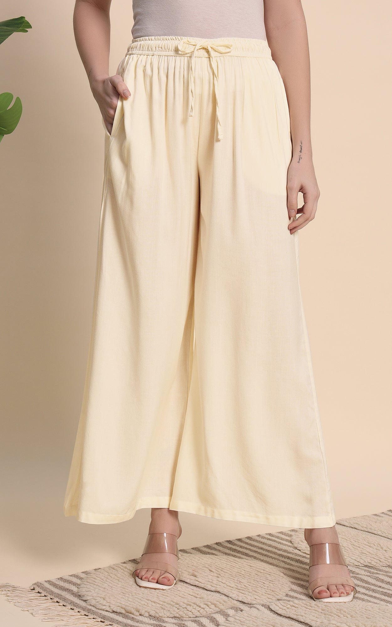 Offwhite Rayon Plazzo