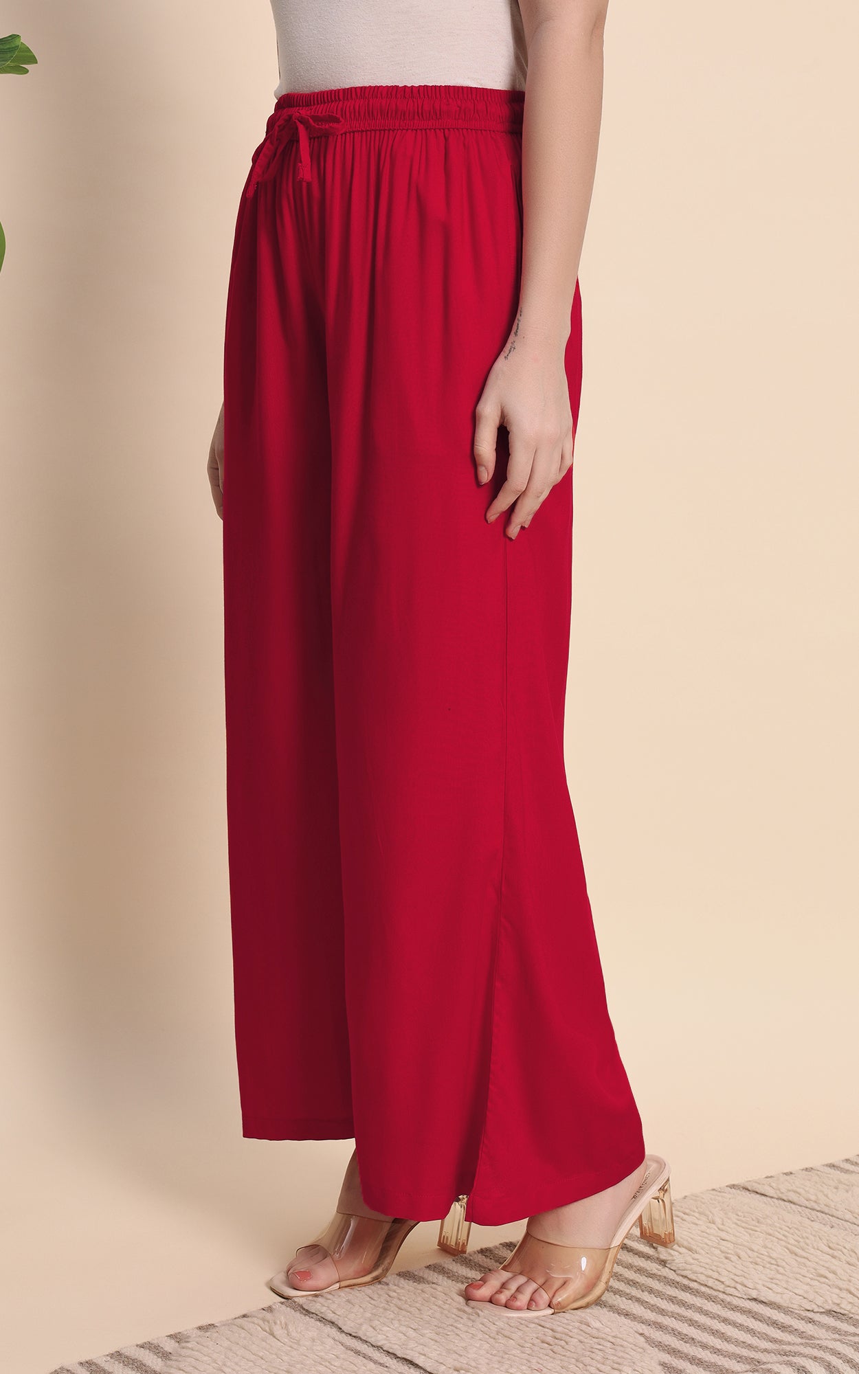 Red Rayon Plazzo